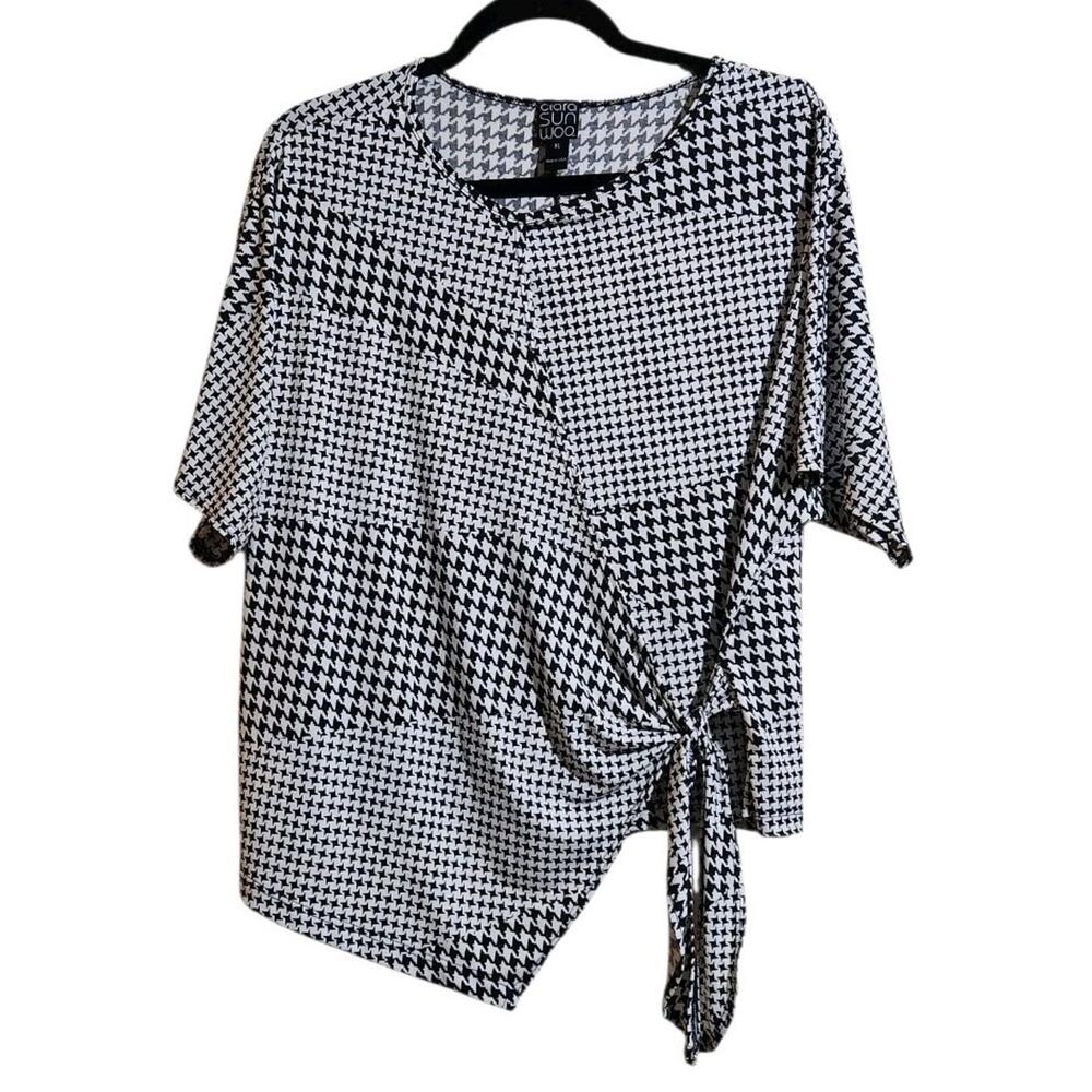 Clara Sunwoo Asymmetric Black White Half Sleeve Blouse Dolman Sleeves XL Artsy